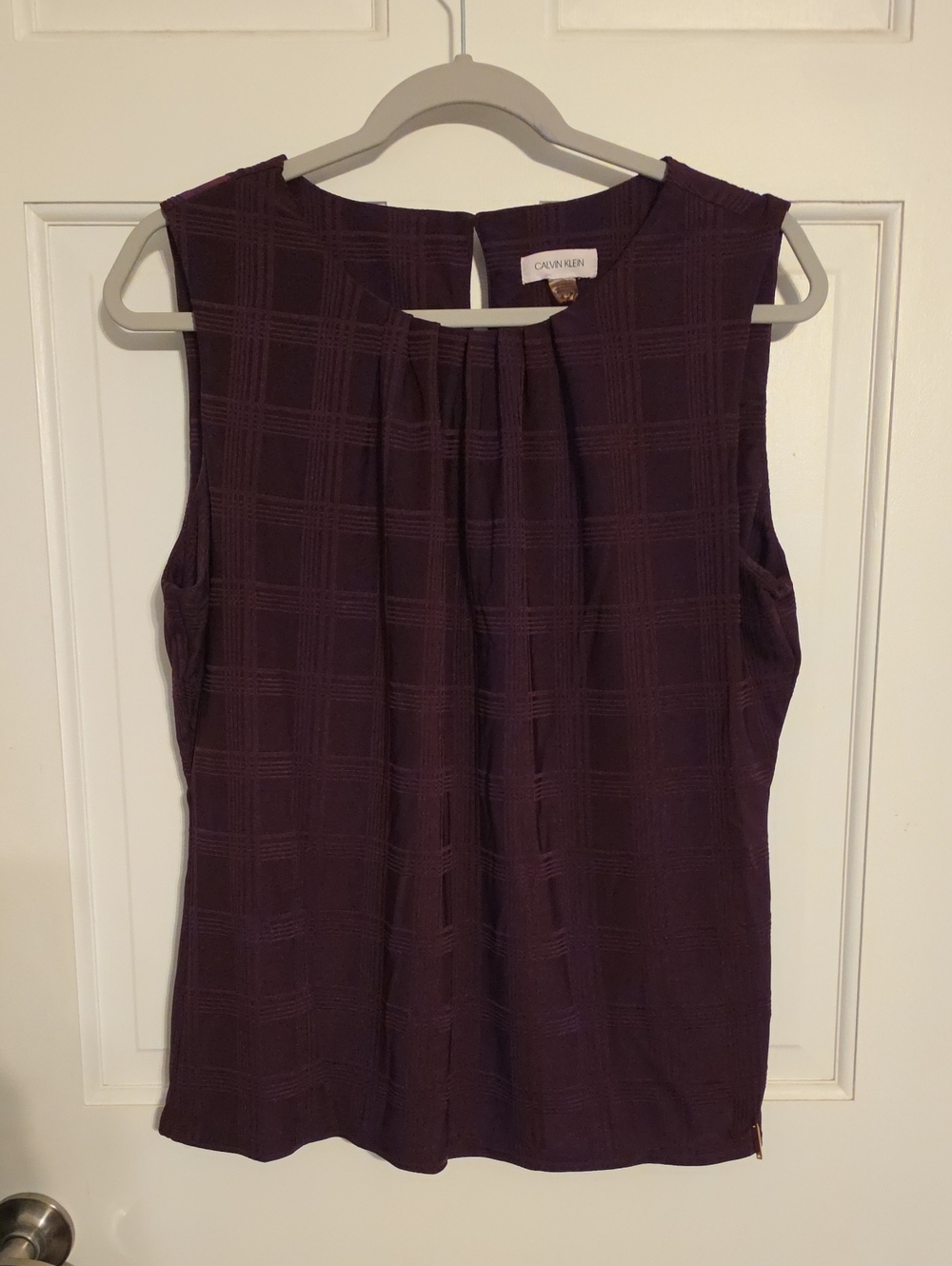 Calvin Klein Sleeveless Pleated Top - Plum